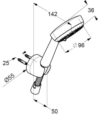 Bản vẽ kỹ thuật bộ dây bát cài sen tắm Kludi 6803005-00