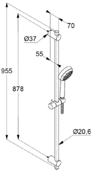 Bản vẽ kỹ thuật bộ thanh trượt sen Kludi 6864205-00