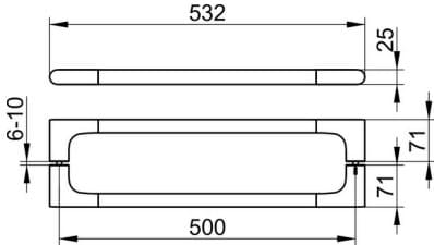Bản vẽ kỹ thuật thanh cầm đôi phòng tắm kính Keuco 11508010503