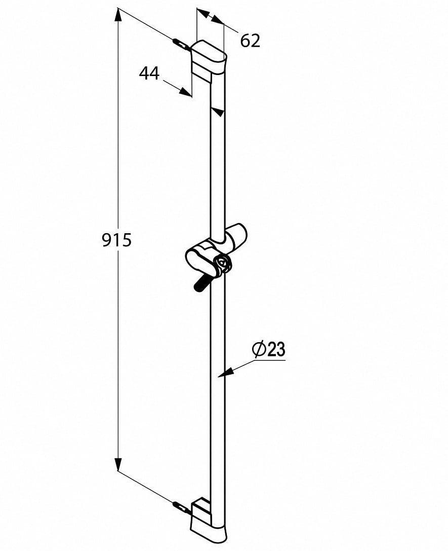 Bản vẽ kỹ thuật bộ thanh trượt dây sen tắm Kludi 6762005-00