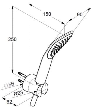 Bản vẽ kỹ thuật bộ dây và bát sen tắm Kludi 6765091-00