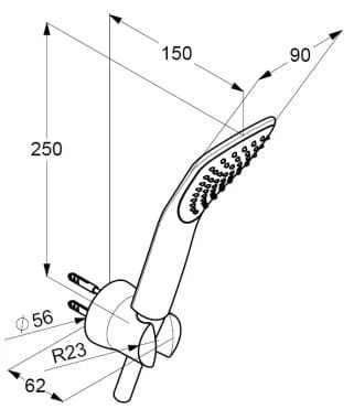 Bản vẽ kỹ thuật bộ dây và bát sen tắm Kludi 6765091-00