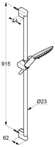 Bản vẽ kỹ thuật bộ thanh trượt bát sen tắm Kludi 6774087-00