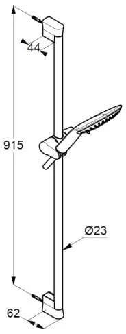 Bản vẽ kỹ thuật bộ thanh trượt bát sen tắm Kludi 6774087-00