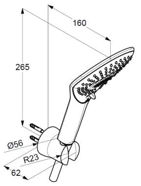 Bản vẽ kỹ thuật bộ dây và bát sen tắm Kludi 6775091-00