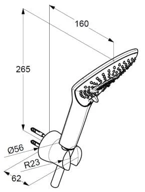 Bản vẽ kỹ thuật bộ dây và bát sen tắm Kludi 6775091-00