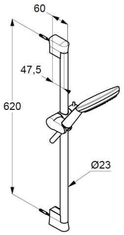 Bản vẽ kỹ thuật bộ thanh trượt cài sen Kludi 6793005-00