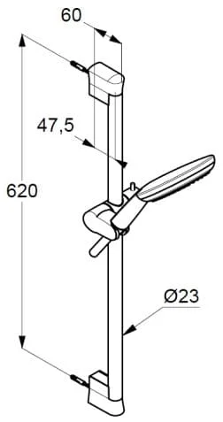 Bản vẽ kỹ thuật bộ thanh trượt cài sen Kludi 6793005-00