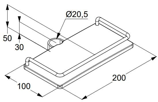 Bản vẽ kỹ thuật kệ để đồ trong sen tắm Kludi 6410110-00