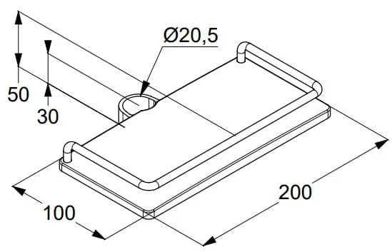 Bản vẽ kỹ thuật kệ để đồ trong sen tắm Kludi 6410110-00