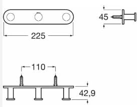 Bản vẽ kỹ thuật Móc áo 3 vấu Roca A817572C00