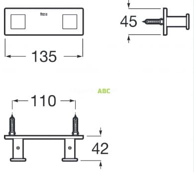 Bản vẽ kỹ thuật Móc áo đôi kim loại Roca A817602C40