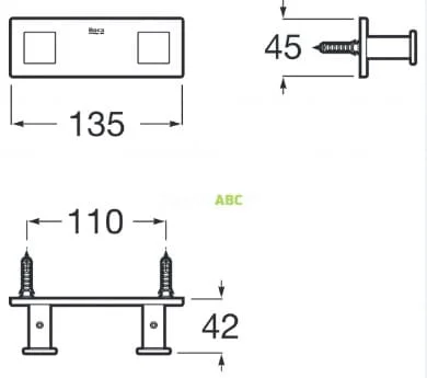 Bản vẽ kỹ thuật Móc áo đôi kim loại Roca A817602C40