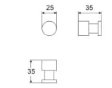 Bản vẽ kỹ thuật Móc áo đơn Roca Vectra Z816347001