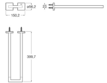 Bản vẽ kỹ thuật Thanh treo khăn đôi vuông Roca Hotels A817608C00