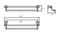 Bản vẽ kỹ thuật Thanh treo khăn đôi Roca Decorum Z816493001