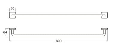 Bản vẽ kỹ thuật Thanh treo khăn đơn Roca Victoria A816777001(50cm)