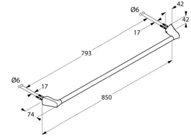 Bản vẽ kỹ thuật thanh vắt khăn đơn Kludi 5397905