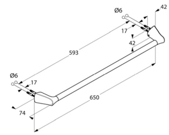 Bản vẽ kỹ thuật thanh vắt khăn đơn Kludi 5398005
