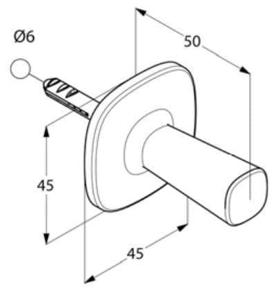 Bản vẽ kỹ thuật móc quần áo đơn Kludi 5398405
