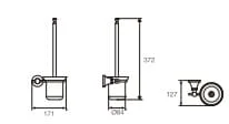 Bản vẽ kỹ thuật Chổi cọ bồn cầu kết hợp lô giấy Roca Decorum Z816498001