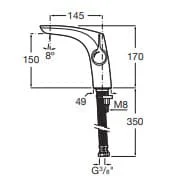 Bản vẽ kỹ thuật Vòi Chậu Rửa Mặt Nóng Lạnh Roca Insignia A5A3B3ARG0