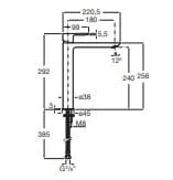 Bản vẽ kỹ thuật Vòi Chậu Rửa Mặt Nóng Lạnh Thân Cao Roca A5A3A9ENBO