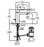 Bản vẽ kỹ thuật Vòi Chậu Rửa Mặt Nóng Lạnh Roca Cala A5A306EC0N