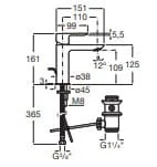 Bản vẽ kỹ thuật Vòi Chậu Rửa Mặt Nóng Lạnh Roca Cala A5A306EC0N