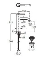 Vòi Chậu Rửa Mặt Nóng Lạnh Roca Ona A5A3C9EC00