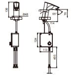 Bản vẽ kỹ thuật Vòi chậu rửa mặt nóng lạnh cảm ứng Roca Atlas A5A5390C0N (dùng pin)
