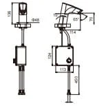 Bản vẽ kỹ thuật Vòi chậu rửa mặt nóng lạnh cảm ứng Roca Atlas A5A5390C0N (dùng pin)
