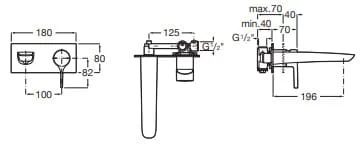 Bản vẽ kỹ thuật Vòi chậu rửa mặt nóng lạnh âm tường Roca Atlas A5A353AC00 A525220603