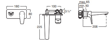 Bản vẽ kỹ thuật Vòi chậu rửa mặt nóng lạnh âm tường Roca Atlas A5A3590C00 A525220603