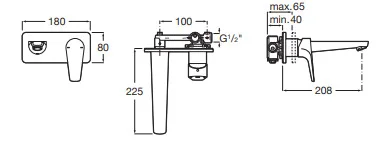 Bản vẽ kỹ thuật Vòi chậu rửa mặt nóng lạnh âm tường Roca Atlas A5A3590C00 A525220603