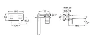 Bản vẽ kỹ thuật Vòi chậu rửa mặt nóng lạnh âm tường Roca Atlas A5A3L09C00 A525220603