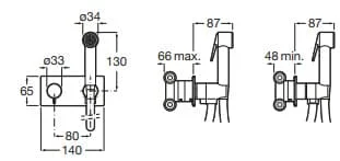 Bản vẽ kỹ thuật Vòi xịt vệ sinh nóng lạnh Roca A5B9361C00