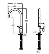 Bản vẽ kỹ thuật Vòi rửa bát nóng lạnh Roca Mencia A5A7409CN0