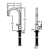 Bản vẽ kỹ thuật Vòi rửa bát nóng lạnh Roca Mencia A5A7409CN0