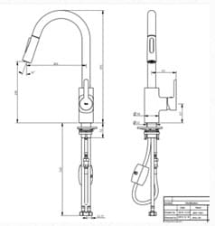 Bản vẽ kỹ thuật Vòi rửa bát nóng lạnh dây rút Roca Mencia A5A8109C0N