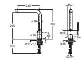 Bản vẽ kỹ thuật Vòi rửa bát nóng lạnh Roca Ona A5A831FC0N