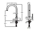 Bản vẽ kỹ thuật Vòi rửa bát nóng lạnh Roca Ona A5A841FC0N
