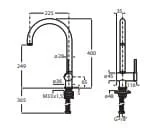 Bản vẽ kỹ thuật Vòi rửa bát nóng lạnh Roca Ona A5A841FC0N