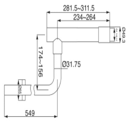 Bản vẽ kỹ thuật Ống thoát chậu lavabo Roca Z506404010