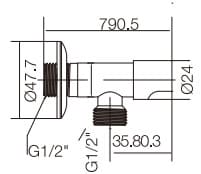 Bản vẽ kỹ thuật Van khóa nước Roca Z525159700