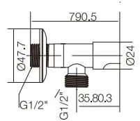 Bản vẽ kỹ thuật Van khóa nước Roca Z525159700