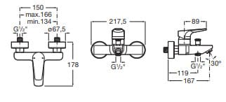 Bản vẽ kỹ thuật  Củ sen tắm Roca Atlas A5A0290C0N