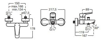 Bản vẽ kỹ thuật  Củ sen tắm Roca Atlas A5A0290C0N