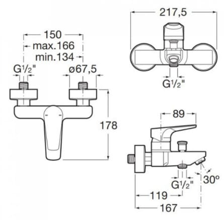 Bản vẽ kỹ thuật Củ sen tắm màu đen Roca Atlas A5A0290NMN