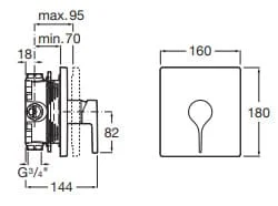Bản vẽ kỹ thuật Bộ trộn sen tắm âm tường Roca Insignia A5A2B3ARG0 A525869403